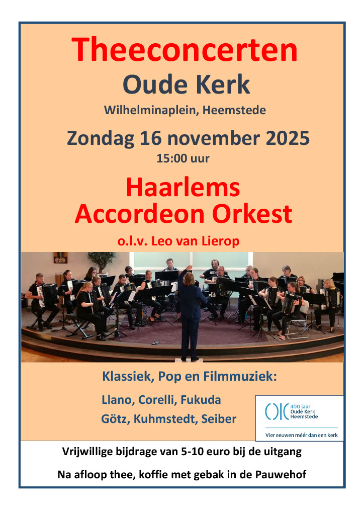 Poster theeconcert Oude Kerk Heemstede